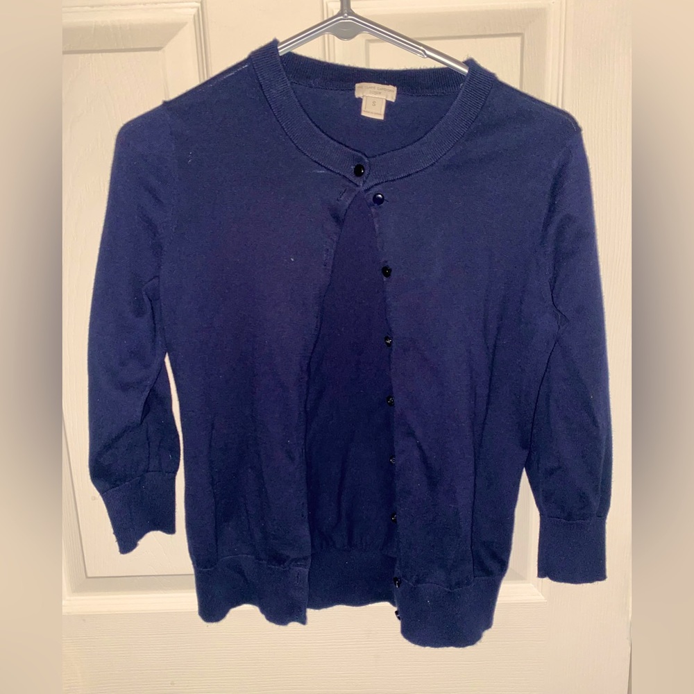 J. Crew cardigan. Navy. Quarter sleeve. Size small